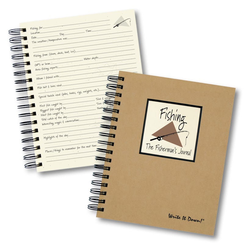 Write it Down series by Journals Unlimited, Guided Journal, Fishing, Fisherman's Journal, Full-size 7.5"x 9", Kraft Hard Cover, Made in USA - Image 1